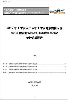 2012-2014年1季度内蒙古自治区隔热和隔音材料制造行业经营状况分析季报